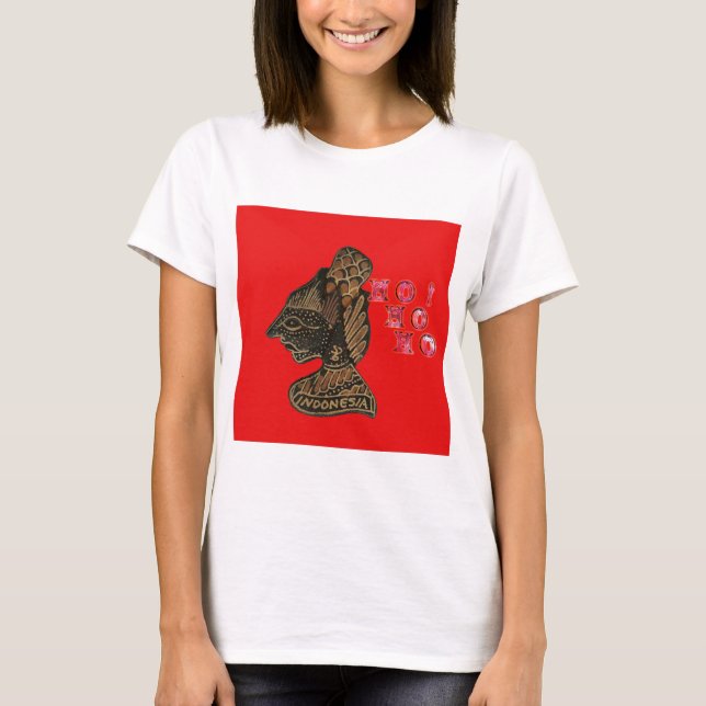 Indonesisch Shadow Puppet Hospho Design auf roter  T-Shirt (Vorderseite)
