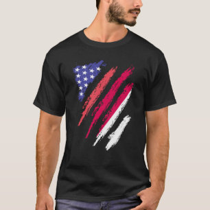 Indonesische amerikanische Patriot Grown Heart Fla T-Shirt