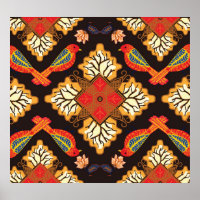 Indonesische Batik: Flora Fauna motif.