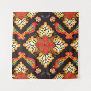 Indonesische Batik: Flora Fauna motif. Wandteppich