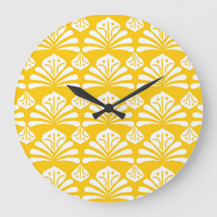 Indonesische Batik: kawung, gurda Motive. Große Wanduhr