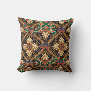 Indonesische Batik mit Pflanze: Unterschiedliche M Kissen