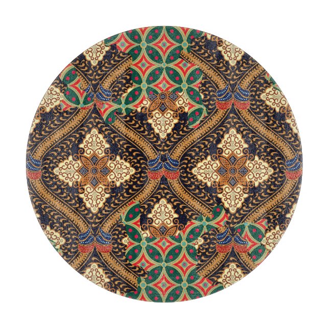 Indonesische Batik mit Pflanze: Unterschiedliche M Schneidebrett (Vorderseite)