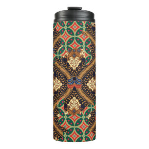 Indonesische Batik mit Pflanze: Unterschiedliche M Thermosbecher
