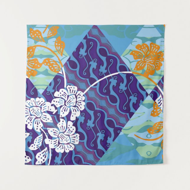 indonesische Batik-Motive mit sehr markantem Plan Wandteppich (Vorderseite)