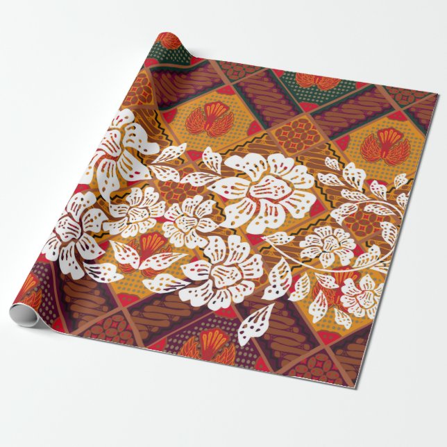 indonesische Batik-Motive mit sehr unterschiedlich Geschenkpapier (Ungerollt)