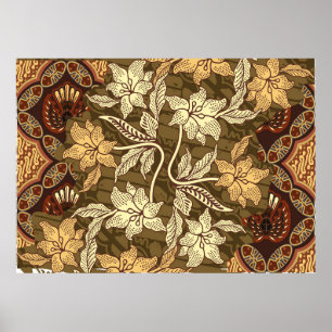 Indonesische Batikmotive mit Flora- und Fauna-Must Poster