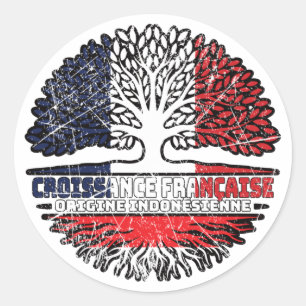 Indonesische Fahne Frankreich Tree Roots Flag Runder Aufkleber