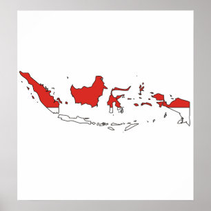 Indonesische Flag-Karte Poster