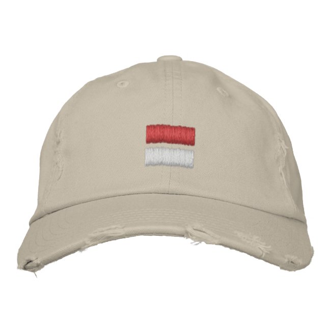 Indonesische Flagge bestickte Baseballkappe (Vorderseite)