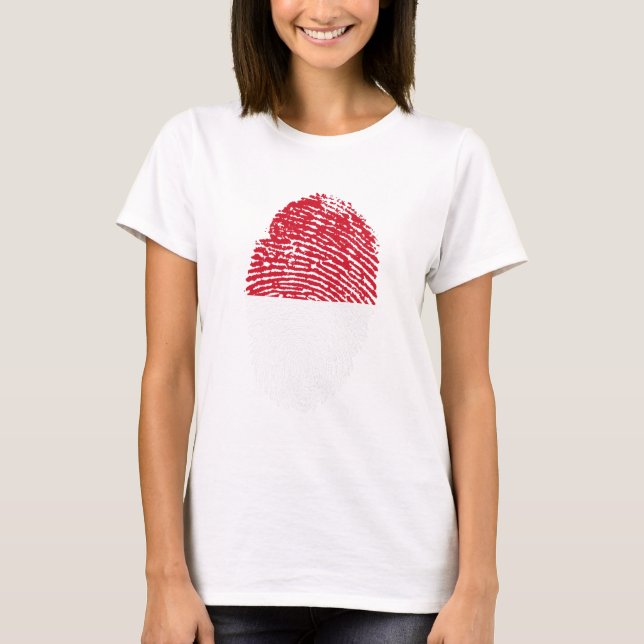 indonesische Flagge Fingerprint Landespreis T-Shirt (Vorderseite)