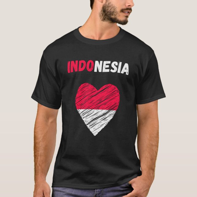 Indonesische Flagge Holiday Indonesien Herzlich in T-Shirt (Vorderseite)