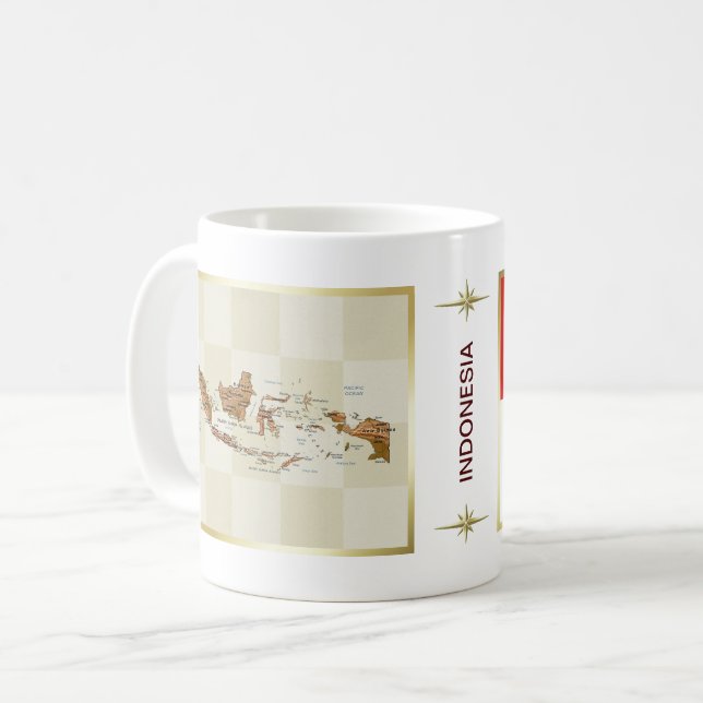 Indonesische Flagge + Karte Tasse (Vorderseite Links)