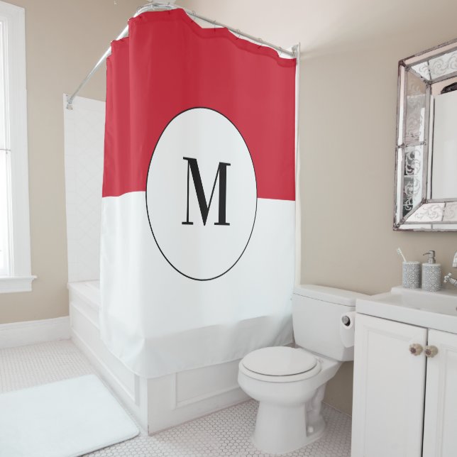 Indonesische Flagge mit benutzerdefiniertem Text Duschvorhang (Beispiel)