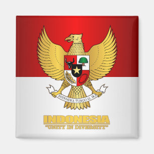 Indonesische Flagge mit COA Magnet