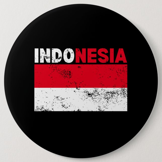 Indonesische Flagge Vintag Button (Vorderseite)