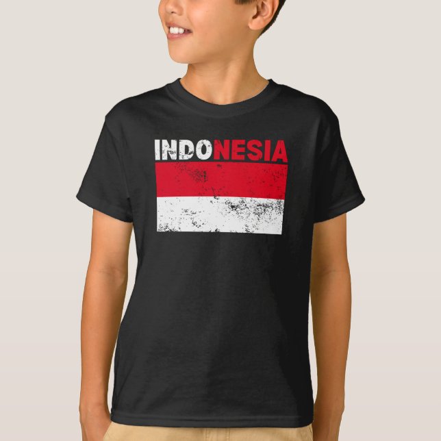 Indonesische Flagge Vintager T - Shirt (Vorderseite)