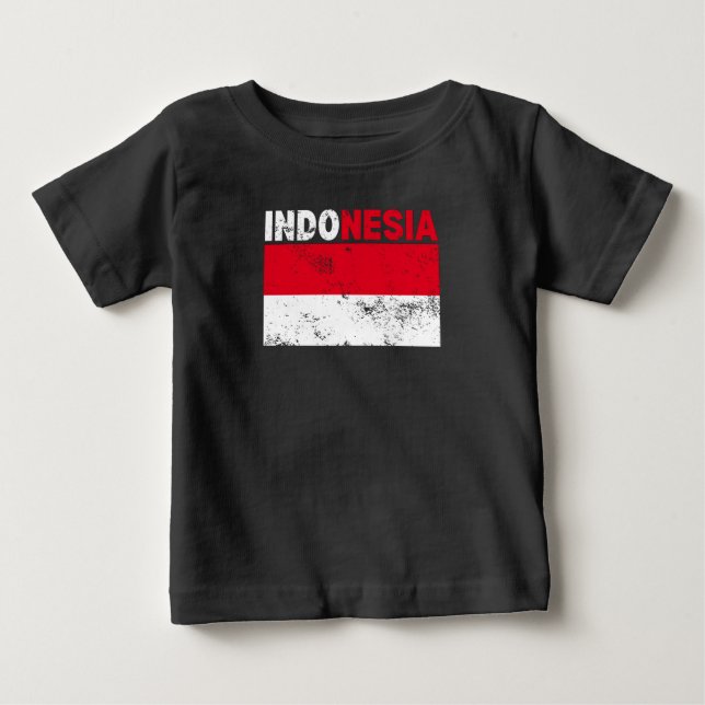 Indonesische Flagge Vintager T - Shirt (Vorderseite)