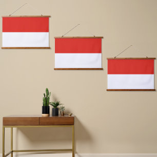 Indonesische Flagge Wandteppich Mit Holzrahmen