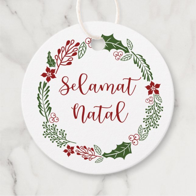 Indonesische frohe Weihnachten, Custom Geschenkanhänger (Vorderseite)