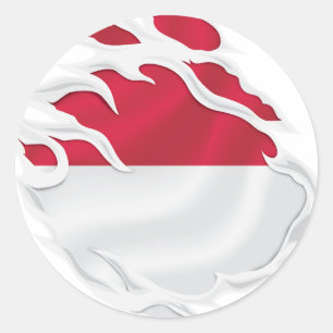 Indonesische Rippenflagge Runder Aufkleber