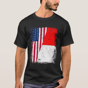 Indonesische Roots Half-Amerikanische Flagge USA I T-Shirt