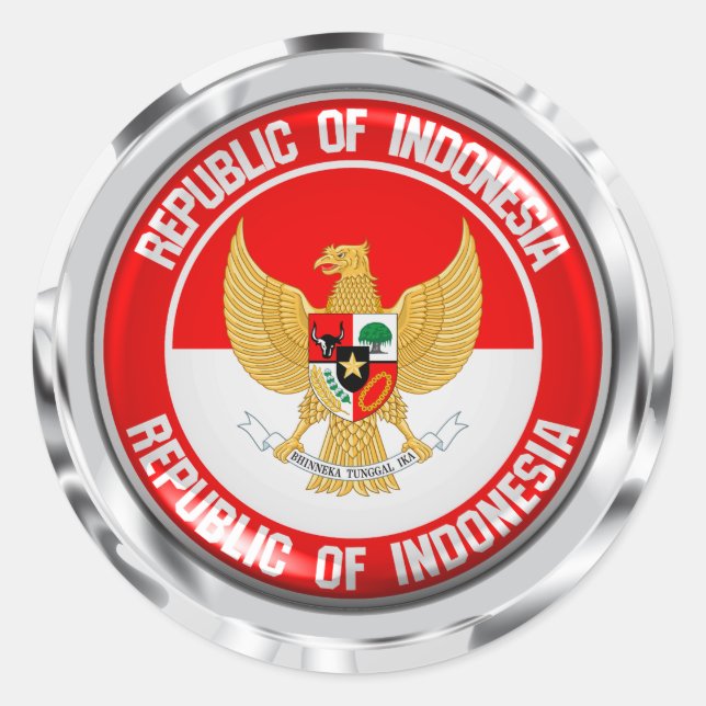 Indonesische RundEmblem Runder Aufkleber (Vorderseite)