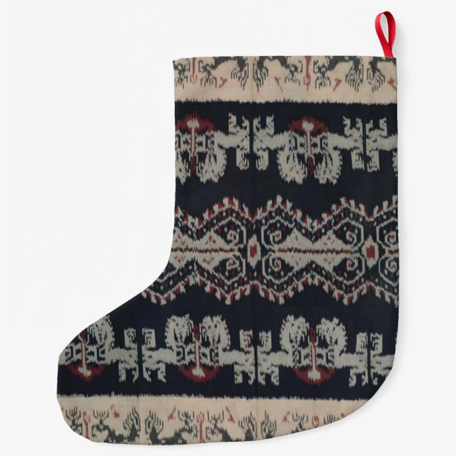 Indonesische Stammes- Ikat TextilWeavings Großer Weihnachtsstrumpf (Rückseite)