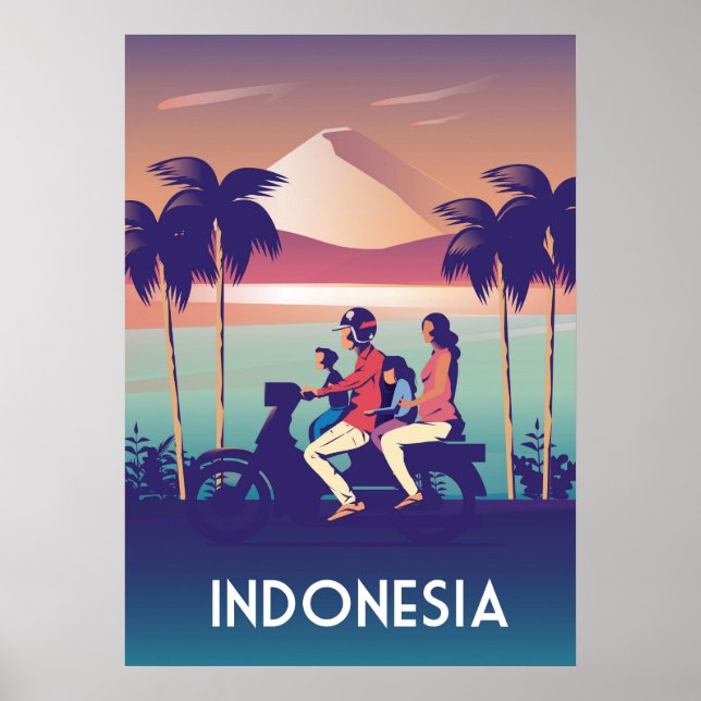 Indonesische Vintage-Reiseplakat Poster (Vorne)
