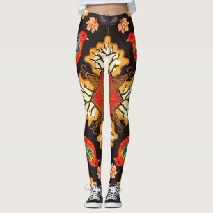 Indonesischer Batik: Flora Fauna Motiv. Leggings