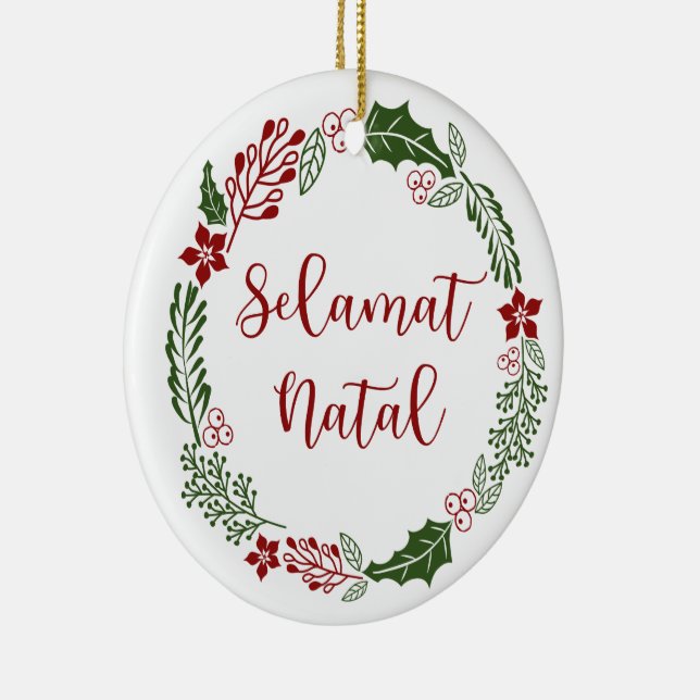 Indonesischer froher Weihnachtskranz, Selamat Nata Keramik Ornament (Rechts)