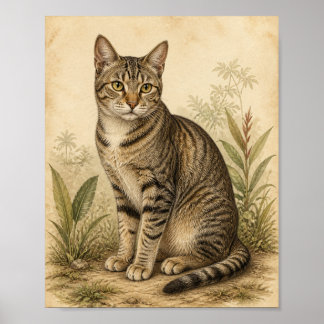 Indonesischer Hauskatze Vintage-Kunstprint Poster