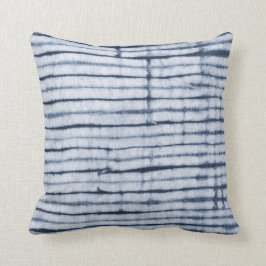Indonesisches Batik-Indigo/Marine-Streifen Kissen