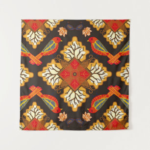 Indonesisches Batik-Motiv mit sehr markantem flo Wandteppich