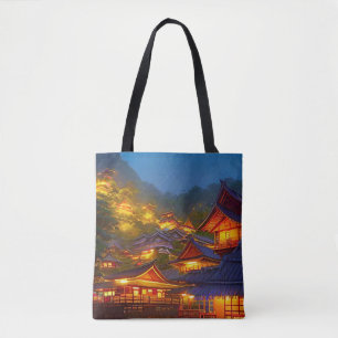 Indonesisches Dorf Sonnenuntergang Tasche
