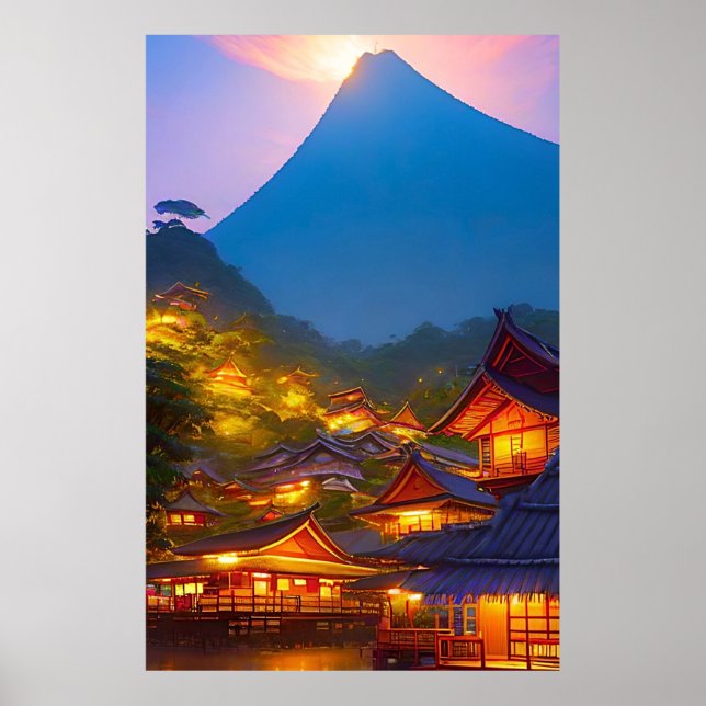 Indonesisches Dorf Sunset Poster (Vorne)