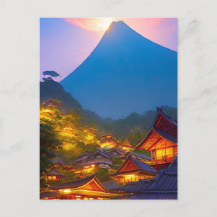 Indonesisches Dorf Sunset Postkarte