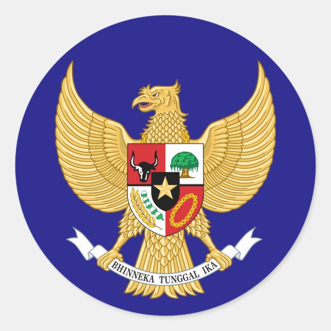 indonesisches Emblem Runder Aufkleber (Vorderseite)