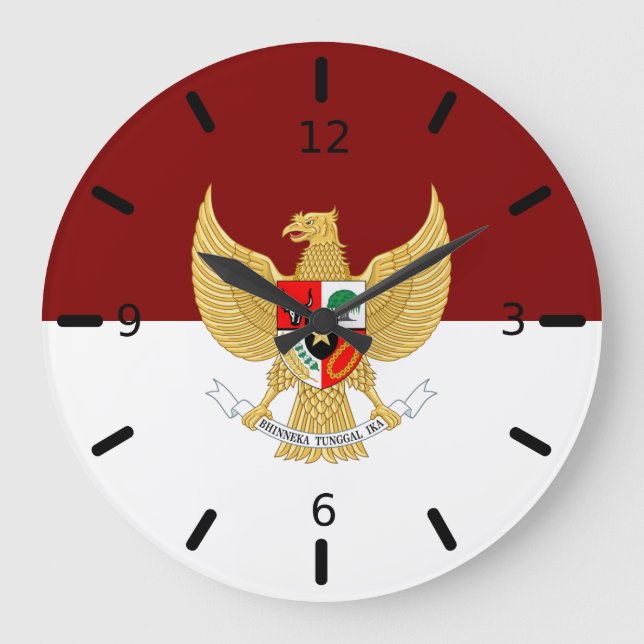 Indonesisches Flaggenzeichen Große Wanduhr (Vorderseite)