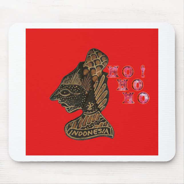 Indonesisches Schattenpuppet Hohoho-Design auf rot Mousepad (Vorne)