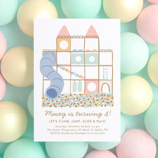 Indoor Playground Girl Birthday Einladung