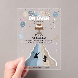 Indoor Slide Park Boys Playground Birthday Party Acryleinladungen