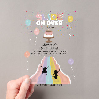 Indoor Slide Park Girls Playground Birthday Party Acryleinladungen