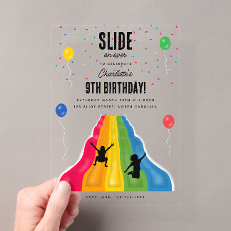 Indoor Slide Park Kids Playground Birthday Party Acryleinladungen