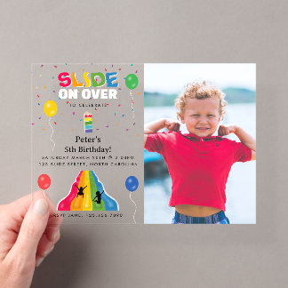 Indoor Slide Park Kids Playground Birthday Photo Acryleinladungen