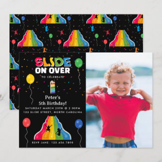 Indoor Slide Park Kids Playground Birthday Photo Einladung