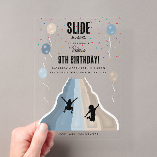 Indoor Slide Park Playground Boys Birthday Party Acryleinladungen