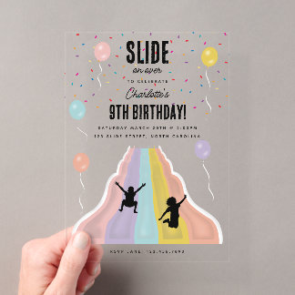 Indoor Slide Park Playground Girls Birthday Party Acryleinladungen