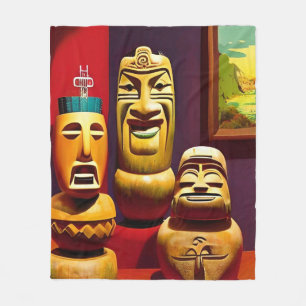 Indoor Tiki Life Ken Gage Art Fleecedecke