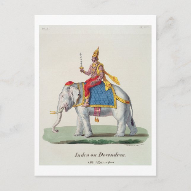 Indra oder Devendra, von 'L'Inde francaise..', eng Postkarte (Vorderseite)